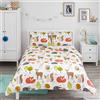 Bloomsbury Mill - Set Copripiumino Piazza e Mezza - Animali del Bosco - Lenzuola Letto Reversibile Per Ragazzi/Ragazee - Set Di Biancheria Da Letto Per Bambini - 200 x 200cm e 2 Federe