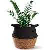 Praknu Portavaso Vimini per Piante Interno in Erba Marina & Cotone Sostenibile - Taglia Media - Cesto per Piante e come Portaoggetti - Decorativo - Nero