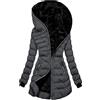 shownicer Giacca Invernale Donna Cappotto con Cappuccio Autunno Inverno Trapuntato Cerniera Parka Imbottito Caldo Foderato Elegante Felpa Lunga Giubbotto B Grigio XS