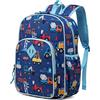 VASCHY Zaino leggero da 11,5 litri per ragazzi e ragazze, resistente all'acqua, con cinghia toracica riflettente con tasche elastiche per bottiglie per l'asilo, Macchine da Costruzione, Zaino daypack
