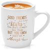 Joymaking Tazza regalo migliore amica, regalo di compleanno, tazza in marmo personalizzata regalo per fidanzata - Good friends are like stars - miglior amico regalo 12oz bianco