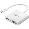 goobay 52418 Adattatore multiporta USB-C a HDMI + VGA + USB-C Power Delivery 100 W con connessione audio da 3,5 mm per cuffie/microfoni