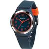 SINAR XB-48-12 - Orologio da polso da ragazzo, analogico, al quarzo, 10 bar, impermeabile, blu scuro, arancione, Blu scuro, cinghia