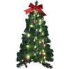 Qianderer Albero di Natale artificiale da parete con stringa LED e vano batteria, decorazione da parete per Natale, casa, ufficio, appartamento, feste (verde, 70 x 34 cm)