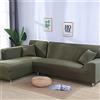 OKJK Copridivani ad Angolo, Rivestimento per mobili Soggiorno Moderno, copridivano sfoderabile Chaise Longue Elastico Universale a Forma di L (Grey Green,Part A-A 235-300cm)