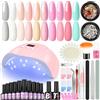 COSCELIA Kit smalto semipermanente, 10 colori, set con 36 W, lampada UV LED, soak off, base coat e top coat, strass, decorazione per manicure uv gel per unghie, completo per nail art