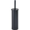 Gedy Tonga Scopino Bagno WC in Acciaio Inox Finitura Nero Opaco, Scopino WC con Ciuffo in Setole Nere di Nylon, Scopino Bagno Base Ø 9,1xH37,7cm con Tazza Interna Estraibile per una Facile Pulizia