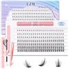 LZM Kit Extension Ciglia 168pcs Ciglia Finte Ciuffetti D Curl 8-16mm Manga Ciglia Finte Naturali Con Lash Bond and Seal Banda Sottile Ciuffetti Extension Ciglia Manga Lashes ( LZ02-D Curl Mix )