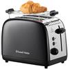 Russell Hobbs Tostapane - 2 Fette - Acciaio Inox Nero; Scomparti per toast extra larghi; 6 livelli di doratura; Scongelamento; Funzione solleva e guarda, 1600 W, ColorPlus 26550-56
