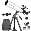 CELTICBIRD Telescopio 80AZ per adulti, telescopi da viaggio ad alta potenza per principianti dell'astronomia, telescopio rifrattore da 80 mm di apertura e 600 mm di lunghezza focale con montatura AZ