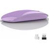 Uiosmuph U58 - Mouse senza fili, 2,4 G, silenzioso, ultra portatile, mouse ottico con USB Nano e ricevitore di tipo C per PC/tablet/computer, viola
