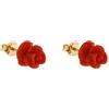 gioiellitaly Orecchini vintage rosa rossa di corallo rosso montatura in oro giallo 18 kt chiusura perno e farfallina gioielli donna oro giallo