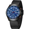 BY BENYAR BENYAR Orologio da uomo Military Time Code Watch Mesh Bracelet Simulated Quartz Movement Business Date Waterproof Watch Men's Gift BY-5200M, nero/blu