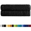 Eiffel Textile Set di asciugamani di qualità in spugna, 400 g, 100% cotone egiziano, colore nero, lenzuola 100 x 150 cm, 2 pezzi