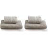 Gabel Set Asciugamano con Ospite, Tinta Unita, 100% Cotone, Grigio, 100 x 60 cm (Confezione da 2)