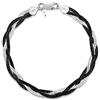 Amberta Bracciale da Donna in Argento Sterling 925 Maglia Spina di Pesce 5 mm Lunghezza 19 cm - Argento e Rodio Nero