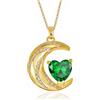 YONVUN Cristallo Zircon Luna Cuore ciondolo Mezzaluna Collana | Placcato oro 18k pietra preziosa rubino smeraldo zaffiro pianeta diamante gioielli regalo per moglie mamma figlia fidanzata