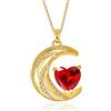 YONVUN Cristallo Zircon Luna Cuore ciondolo Mezzaluna Collana | Placcato oro 18k pietra preziosa rubino smeraldo zaffiro pianeta diamante gioielli regalo per moglie mamma figlia fidanzata