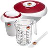 Westmark Set da 4 Pezzi, Ciotola per Impastare, Frullino, Misurino + Spatola, Plastica, Gerda, Bianco/Rosso/Trasparente, 315522E7