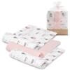 INTERBABY · Set di 3 Mussole di Bambù MOON rosa per neonati · 55x70 cm · Bambù&Cotone