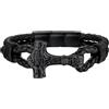 FaithHeart Il Mjolnir Bracciale Uomo Pelle Regalo Uomo Marito Fidanzato Compleanno 21/23CM Acciaio inossidabile, Impermeabile, Resistente al sudore, Non scolorisce