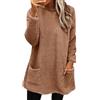 Daikascbny Felpa Senza Cappuccio Donna Felpa per Donna Flanella Peluche Manica Lunga Taglia Forti Pullover Tinta Unita Felpa Caldo Maglione con Tasche Inverno Comode Sweatshirt Donna Felpe