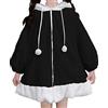 TDEOK Teddy Giacche da donna con orecchie da donna, morbide, grandi dimensioni, in pile caldo, per adolescenti, ragazze, abbigliamento alla moda, giacca di peluche Kawaii, con cappuccio, Nero , S