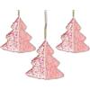 SHATCHI 3 decorazioni per albero di Natale rosa confetto, 12 cm, decorazioni da appendere all'albero di Natale, ornamenti decorativi festivi a tema fiaba, ciondolo per albero di Natale