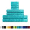 Eiffel Textile Set di asciugamani di qualità in spugna, 600 g, 100% cotone egiziano, acquamarina, toeletta e doccia, 8 pezzi