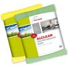 ALCLEAR International 8215810YG Set da 2 Panni da Cucina in Microfibra, Ottimi per Uso Domestico, in Cucina e Nella Ristorazione, per Bicchieri e Stoviglie, 32 x 36 cm, Verde e Giallo