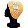 CHEX Rimini,Cappello da nuoto stile vintage a forma di cialda da donna, in stile retrò, stile vintage, con 3 fiori, colore a contrasto, colore 3D, taglia unica, colore: arancione/pesca/bianco)