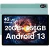 DOOGEE T10 Plus 10.51 Pollici 2K Tablet Android 13, 20GB RAM+256GB ROM (TF 1TB), Octa-Core, 8250mAh, 4G LTE+5G WiFi Tablet PC, 13MP+8MP, Face ID/BT5.0/GPS, Widevine L1, Luce Blu Bassa