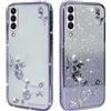 BAOJAY Compatibile per Samsung Galaxy A30s / A50S / A50 Silicone Case [Glitter Bling Cover Glitter Clear View,Custodia Trasparente Antiurto regali per ragazze e signoreo-Viola