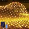 JIMACRO Luci a Rete Solare per Esterni, 1.5 m x 1.5 m 96 LEDs Rete Luminosa con 8 Modalità, Telecomando, Impermeabili Rete di Luci Natale per Giardino, Albero, Natale, Matrimonio, Festa