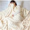 NUODWELL Coperta in pile Sherpa, soffice e pelosa, double-face, morbida e calda coperta in pile jacquard, per letto, divano, divano (150 x 200 cm, beige albicocca)