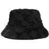 Mimfutu Inverno Peloso Cappello da Pescatore Soffice Bucket Hat per Donna Uomo (Nero a Scacchi)