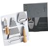 Val Taro Formaggi Srl Set per formaggi composto da grattugia, coltellino e affetta formaggio con manico in legno - astucciato