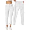 Yehopere Jeans da donna invernali foderati in pile slim fit caldo skinny vita alta denim jeans, Bianco tinta unita., XS