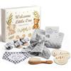 Lictin Set Regalo Neonato per Bambini e Bambine-14PCS Regali Nascita con coperta per neonati, Milestone baby cards neonato, coperta di sicurezza a forma di elefante, calzini con sonaglio e polsino