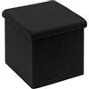 Bonlife Pouf a Cubo con Vano Portaoggetti,Pieghevole, con Coperchio, In Velluto, 40x40x40cm,Nero