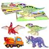 LEcylankEr Puzzle Bambini 2 3 4 Anni, Puzzle Legno da 9-10 Pezzi Animali/Dinosauri/Auto, Giocattoli Educativi Montessori, Regali per Ragazzi Ragazze (Dinosauri-A)