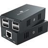 PWAY Estensore USB 4 USB2.0 su Ethernet 50,3 m Cat5e/6/7 Hub USB Nessun driver per webcam, stampanti, tastiere, mouse, microfono
