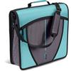 Case it Case-it The Mighty D-146 - Raccoglitore con cerniera con cerniera, O-ring da 7,6 cm, con linguette a 5 colori, tasche multiple, capacità 600 fogli, viene fornito con tracolla, colore: blu menta