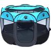 FM2018XSL Recinto per Animali Domestici, Portatile Gabbia, Tenda Cucciolo Gattino, Sala Parto Gatti, Recinzione Pieghevole in Tessuto Oxford Resistente (Blu + Nero, S(73 * 73 * 43cm))
