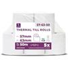 LYNNE PAYMENT SOLUTIONS Rotoli di carta termica 57 mm x 50 m x 12 mm, rotoli di carta termica per sistemi di cassa, senza BPA (57 - 58 x 63 x 12) (5 rotoli)
