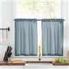 TOPICK Tende cucina lino Passante tenda da bistrot porta finestra balcone stile country roulotte 2 pezzi corte semi-trasparenti rustiche soggiorno doccia tenda per interni 65L x 60A cm, Blu