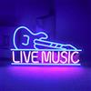 ineonlife Musica dal vivo Segni al neon Blu Rosa Musica LED Luci al neon Lettere Segno al neon a forma di chitarra Illuminazione Segno per Bar Musica Stadio Nightclub Party Decor della parete