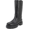 QUEEN HELENA Stivali di Pelle Biker Stivaletti Senza Chiusura con Plateau Invernali Casual Donna QH22L78 (Nero, numeric_36)