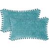 CaliTime Confezione da 2 federe per cuscini in ciniglia morbida con pompon per divano, decorazione divano, 30 cm x 50 cm, colore: Teal