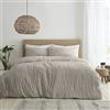 Catherine Lansfield Seersucker - Set copripiumino king size con federe, colore: naturale